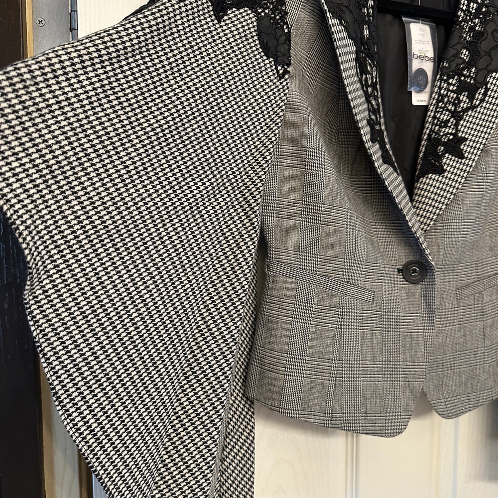 Bebe “Drita” Houndstooth Lace Cape Jacket – Size 4 - Picture 10 of 15